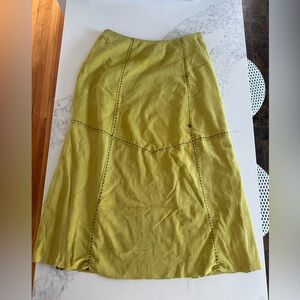 Double D Ranch Chartreuse 100% Goat Suede A Line Skirt size 6